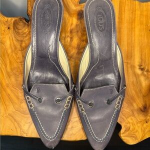 Tod's Purple Leather Mules